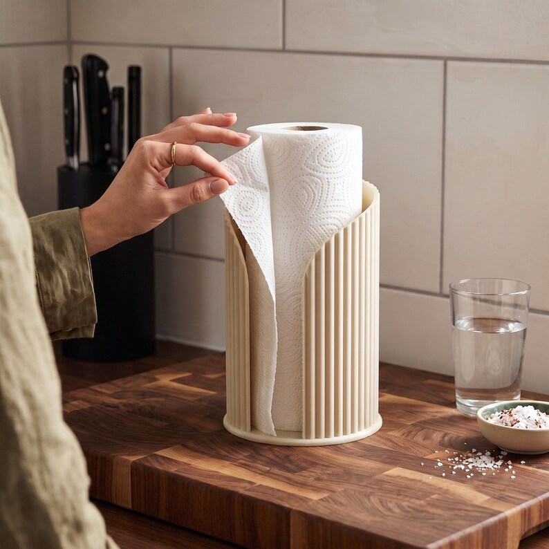 Porte-rouleau de papier essuie-tout côtelé Inca, support de comptoir moderne pour la cuisine, décoration minimaliste image 14