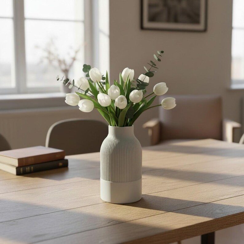 Japandi Two-Tone Minimalist Vase, Scandinavian Japanese Home Decor image 2