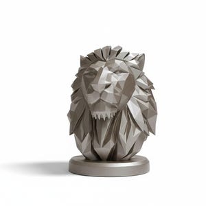 Löwenbüste im Low-Poly-Stil, geometrische Wildtierstatue, moderne Tierdekoration Bild 12
