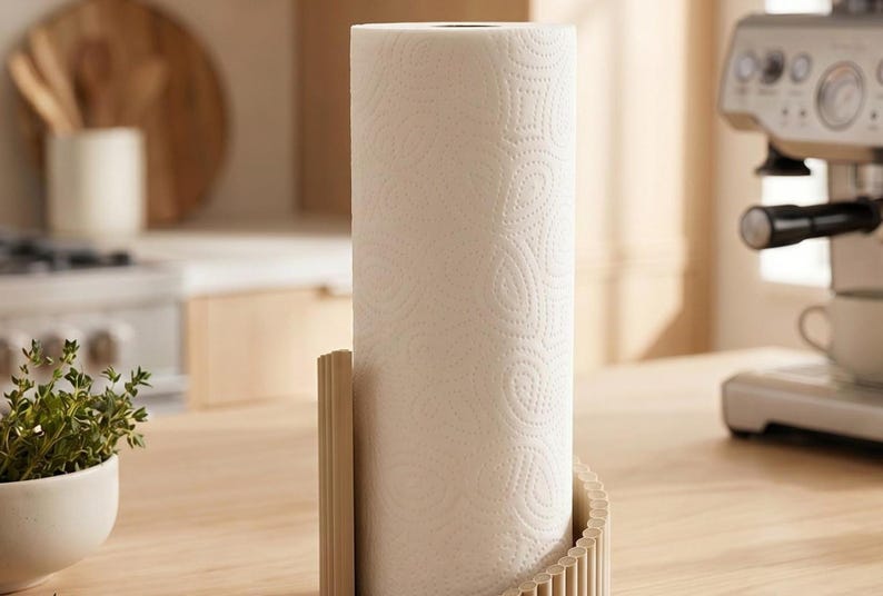 Ribbed Twist Paper Towel Holder: Freestanding Kitchen Roll Stand — texture detail, 3D printed home decor made in Malta