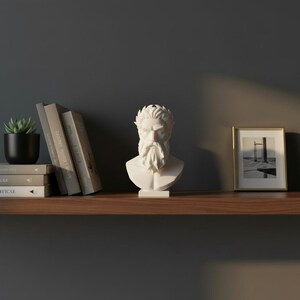 Zeus Bust Sculpture, Modern Classical Mythology Decor, White PLA+ Plastic (Standard Size) image 10