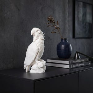 Low Poly Parrot Sculpture, Geometric Bird Statue, Modern Minimalist Decor image 5
