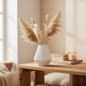 Geometric Ribbed Vase, Modern Minimalist Flower Vase, Sculptural Home Decor image 4