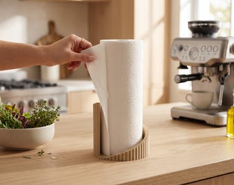 Soporte para toallas de papel acanalado, soporte moderno para rollo de cocina de encimera, decoración de cocina minimalista independiente
