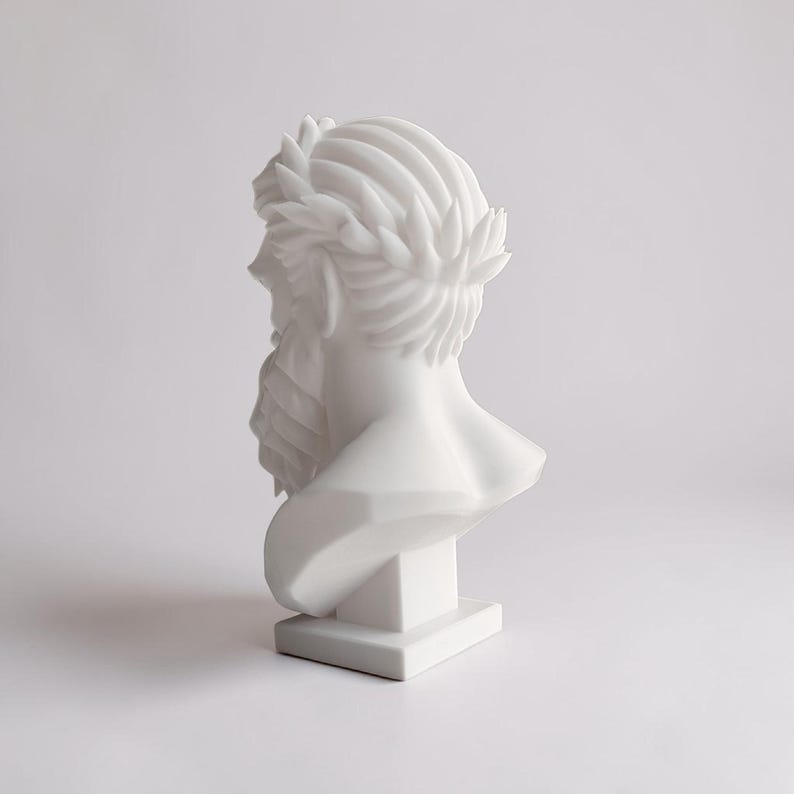 Zeus Bust Sculpture, Modern Classical Mythology Decor, White PLA+ Plastic (Standard Size) image 15