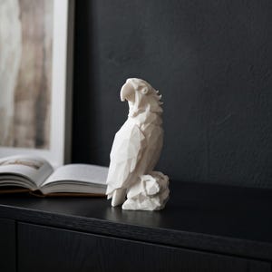 Low Poly Parrot Sculpture, Geometric Bird Statue, Modern Minimalist Decor image 2