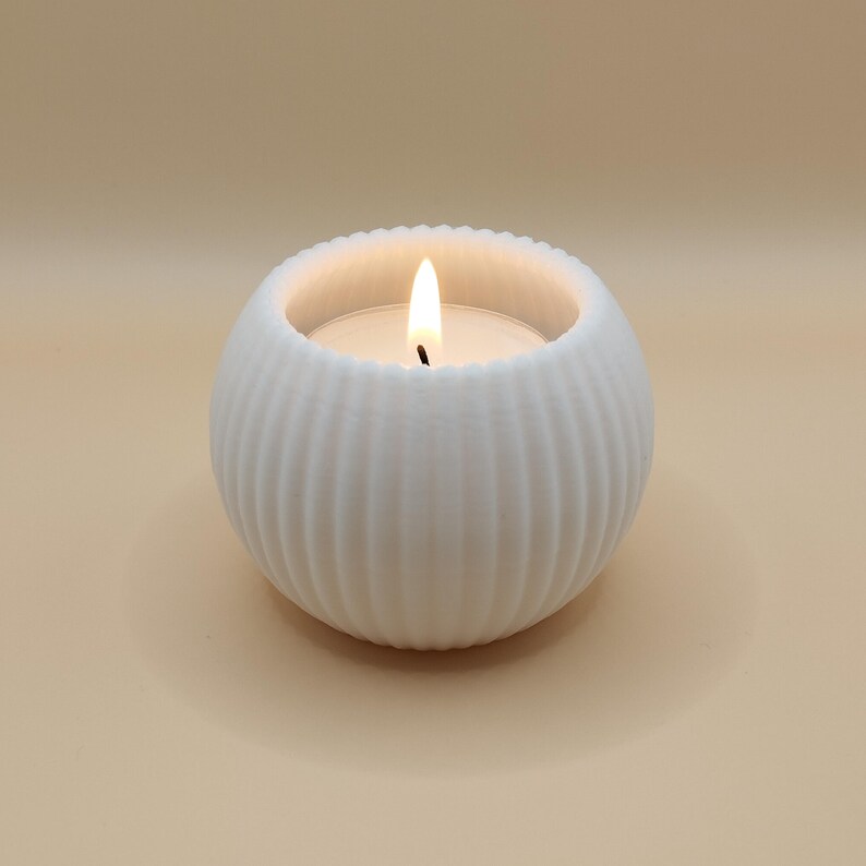 Modern LED Tea Light Holder, Minimalist Table Ornament, Cast-Style Decor image 8