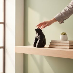 Low Poly Sloth Sculpture, Geometric Animal Figurine, Modern Minimalist Shelf Decor image 9