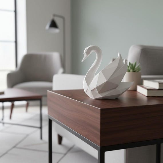 Low Poly Swan Sculpture — handmade HappyLayer homeware