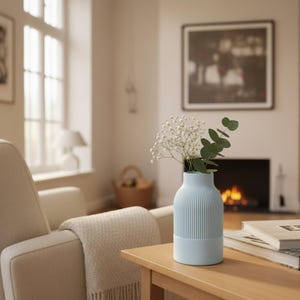 Japandi Two-Tone Minimalist Vase, Scandinavian Japanese Home Decor image 7