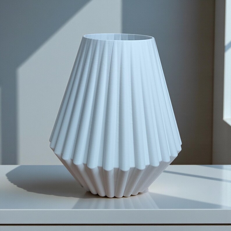 Geometric Ribbed Vase, Modern Minimalist Flower Vase, Sculptural Home Decor image 7