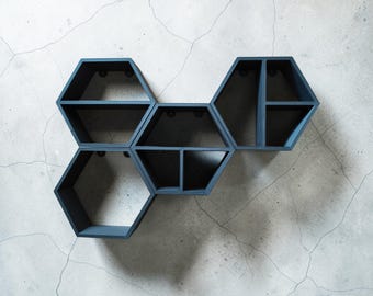 Juego de 5 estantes de pared hexagonales, estantes flotantes geométricos, decoración moderna para el hogar con diseño de panal.