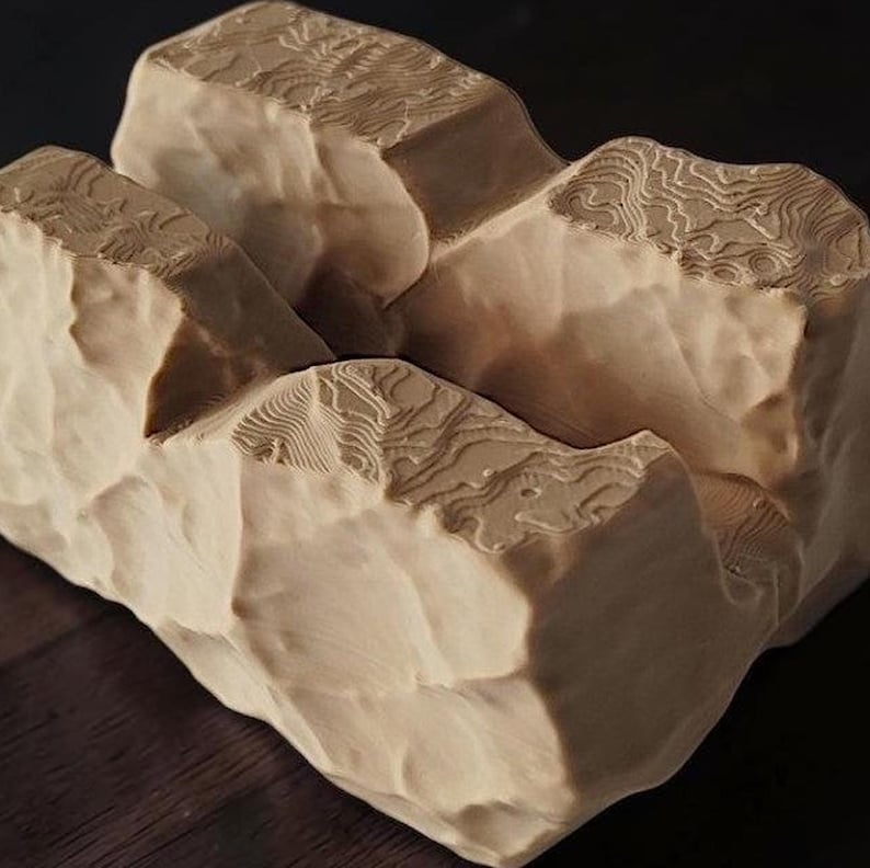 Rock-Style Business Card Holder: Modern Reception Desk Display — main view, 3D printed home decor made in Malta