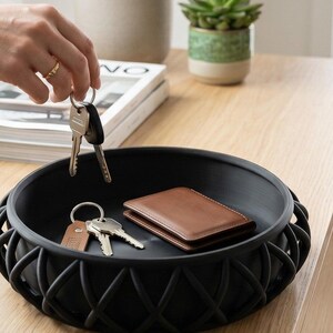 Basket-Style Catchall Tray: Entryway Key and Wallet Organizer — texture detail, 3D printed home decor made in Malta
