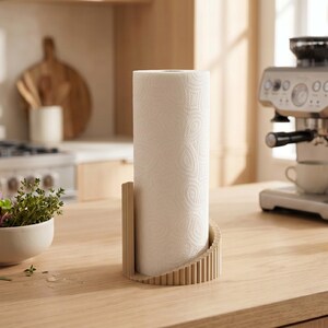 Ribbed Paper Towel Holder, Modern Countertop Kitchen Roll Stand, Freestanding Minimalist Kitchen Decor 画像 4