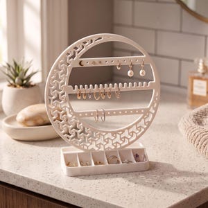 Organisateur de bijoux en forme de croissant de lune, décoration de coiffeuse céleste, support en PLA+ image 1