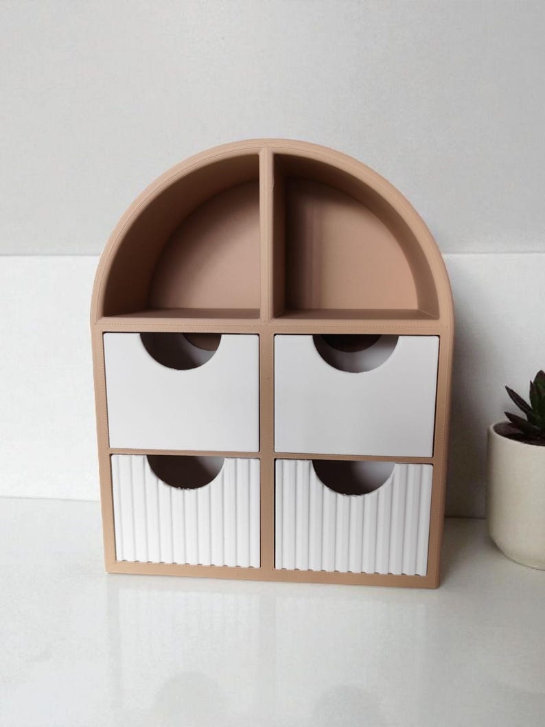 Arched Jewelry Organizer, Four Drawer Vanity Storage, Minimalist Ring Holder image 2