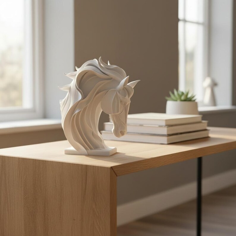 Abstract Horse Sculpture, Modern Equestrian Decor, Geometric Animal Ornament image 19