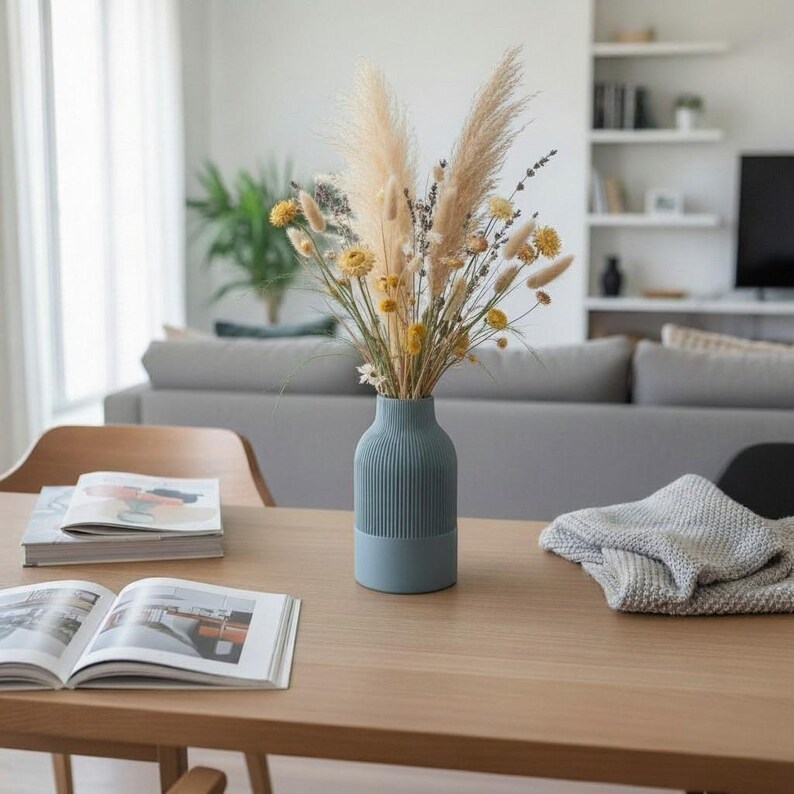 Japandi Two-Tone Minimalist Vase, Scandinavian Japanese Home Decor image 11