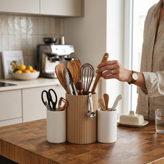 3-Cup Kitchen Utensil Caddy — handmade HappyLayer homeware