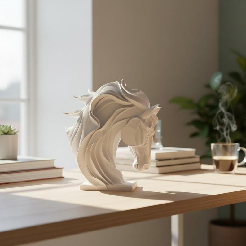 Abstract Horse Sculpture, Modern Equestrian Decor, Geometric Animal Ornament image 10
