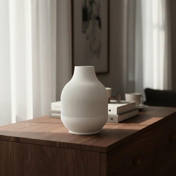 Modern Ribbed Vase — handmade HappyLayer homeware