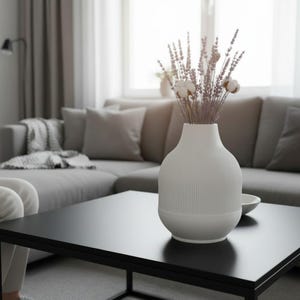 Modern Ribbed Vase, Minimalist Contemporary Home Decor, Decorative Flower Vase image 12