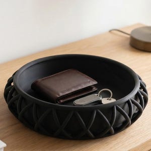 Basket-Style Catchall Tray: Entryway Key and Wallet Organizer — main view, 3D printed home decor made in Malta