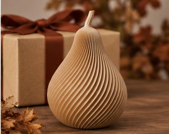 3D Printed Autumn Pear Decoration, Rustic Harvest Shelf Accent (PLA)