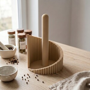 Ribbed Paper Towel Holder, Modern Countertop Kitchen Roll Stand, Freestanding Minimalist Kitchen Decor 画像 15
