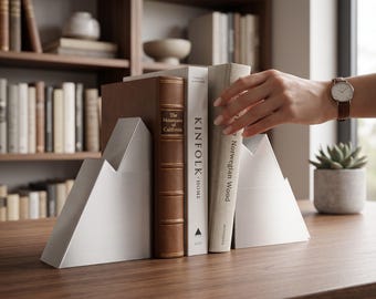 Serre-livres géométriques en forme de montagne, décoration d'étagère scandinave en PLA, cadeau moderne pour les amoureux des livres