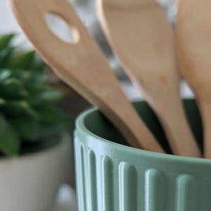 Ribbed Utensil Holder Crock: Modern Kitchen Counter Organizer — view 6, 3D printed home decor made in Malta
