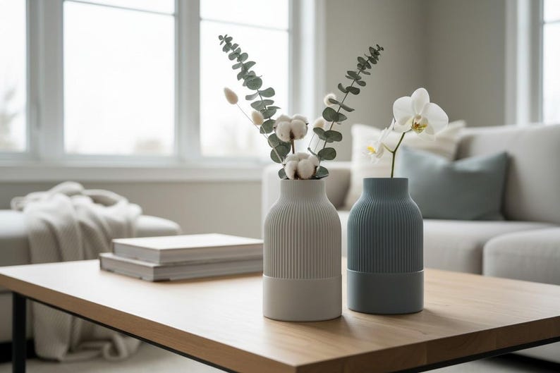Japandi Two-Tone Minimalist Vase, Scandinavian Japanese Home Decor image 16