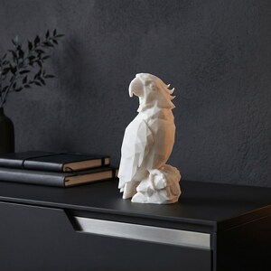 Low Poly Parrot Sculpture, Geometric Bird Statue, Modern Minimalist Decor image 6