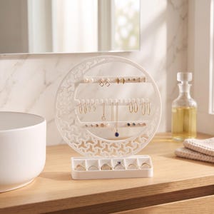 Organisateur de bijoux en forme de croissant de lune, décoration de coiffeuse céleste, support en PLA+ image 2