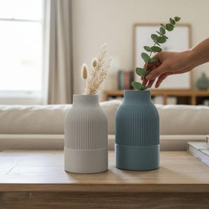 Japandi Two-Tone Minimalist Vase, Scandinavian Japanese Home Decor image 15