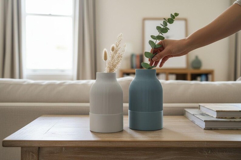 Japandi Two-Tone Minimalist Vase, Scandinavian Japanese Home Decor image 15