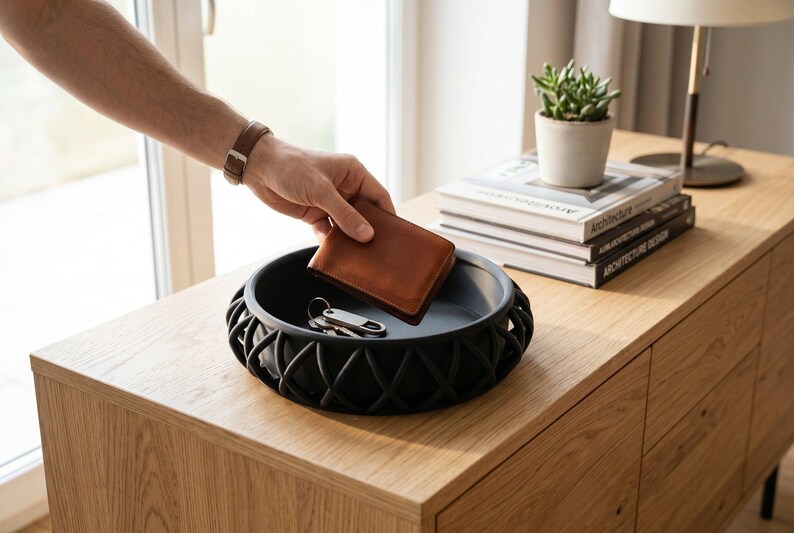 Basket-Style Key Tray, Modern Entryway Organizer for Keys and Wallet, Minimalist Hallway Storage Dish image 7