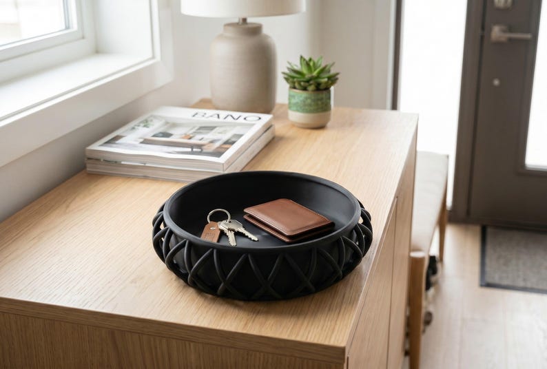 Basket-Style Key Tray, Modern Entryway Organizer for Keys and Wallet, Minimalist Hallway Storage Dish image 8