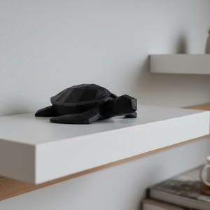 Low Poly Sea Turtle Sculpture, Geometric Ocean Animal Decor, Modern Coastal Shelf Statue image 13