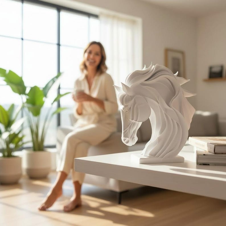 Abstract Horse Sculpture, Modern Equestrian Decor, Geometric Animal Ornament image 9