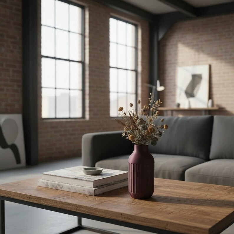 Industrial Design Two-Tone Minimalist Vase, Modern Contemporary Home Decor image 4