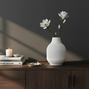 Modern Ribbed Vase, Minimalist Contemporary Home Decor, Decorative Flower Vase image 10