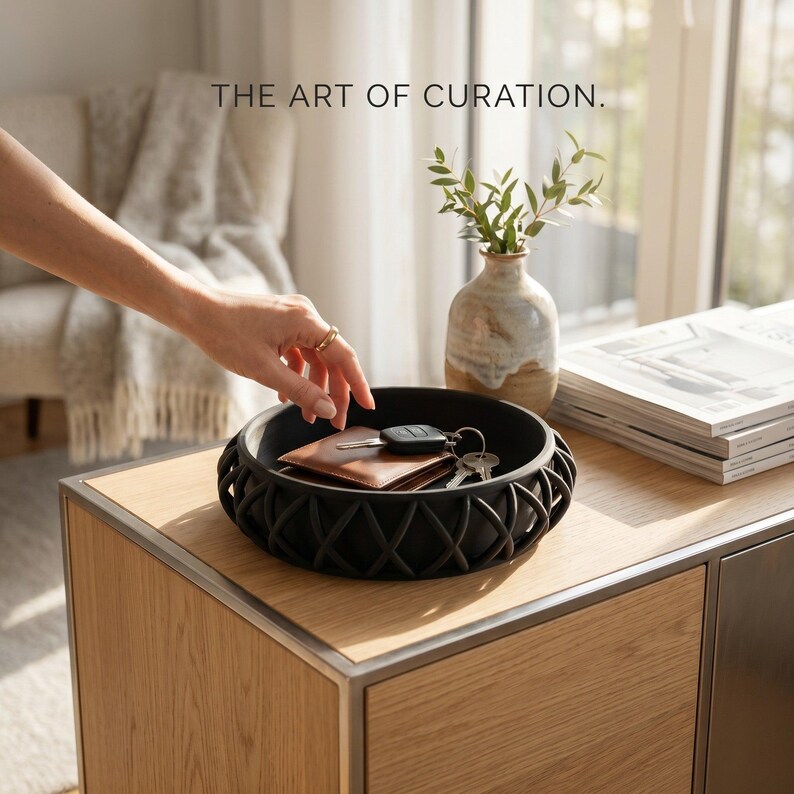 Basket-Style Key Tray, Modern Entryway Organizer for Keys and Wallet, Minimalist Hallway Storage Dish image 3