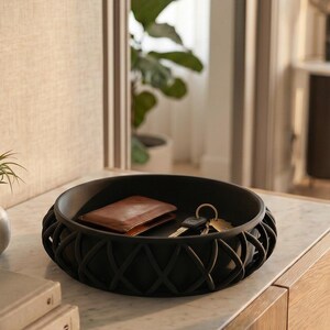 Basket-Style Catchall Tray: Entryway Key and Wallet Organizer — close-up detail, 3D printed home decor made in Malta