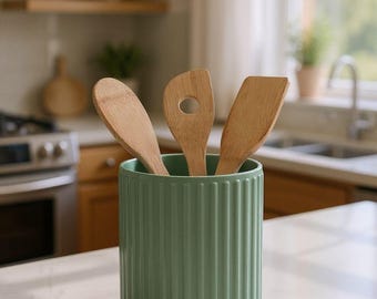 Soporte para utensilios de cocina acanalado, organizador moderno para encimera de cocina, almacenamiento de herramientas de cocina