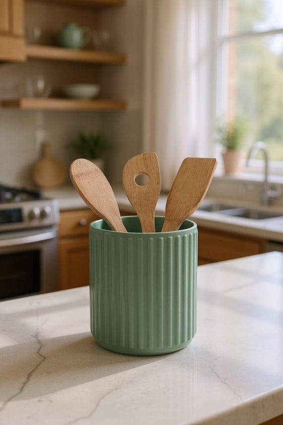 Ribbed Utensil Holder Crock — handmade HappyLayer homeware