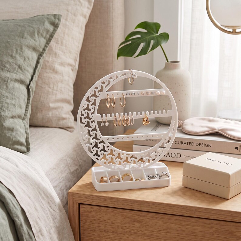 Organisateur de bijoux en forme de croissant de lune, décoration de coiffeuse céleste, support en PLA+ image 9