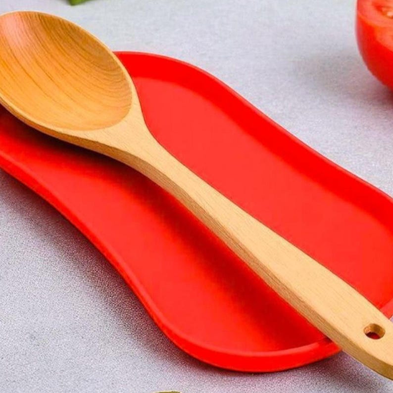 Wide Spoon Rest Tray: Marble-Effect Spatula Holder — view 6, 3D printed home decor made in Malta