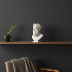 Zeus Bust Sculpture, Modern Classical Mythology Decor, White PLA+ Plastic (Standard Size) image 7